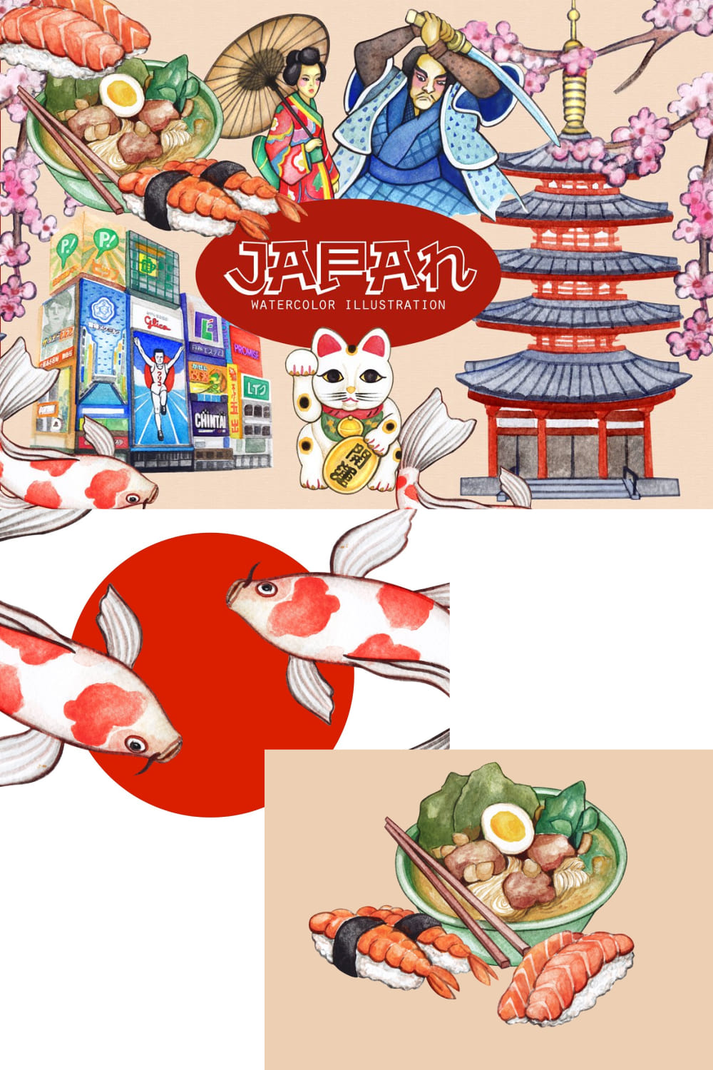 Japan Travel Watercolor Cliparts - Pinterest.