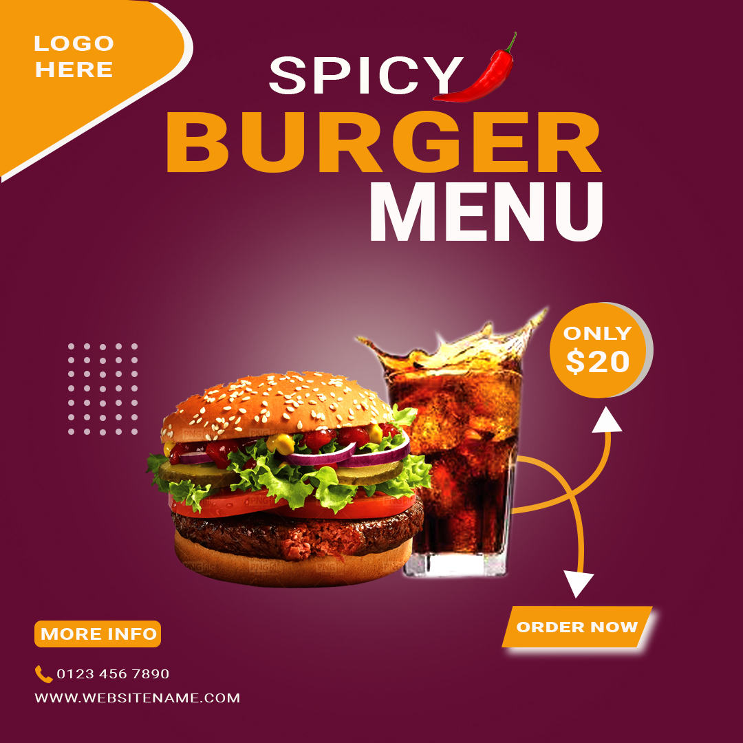 Spicy Food Social Media Post Template preview image.