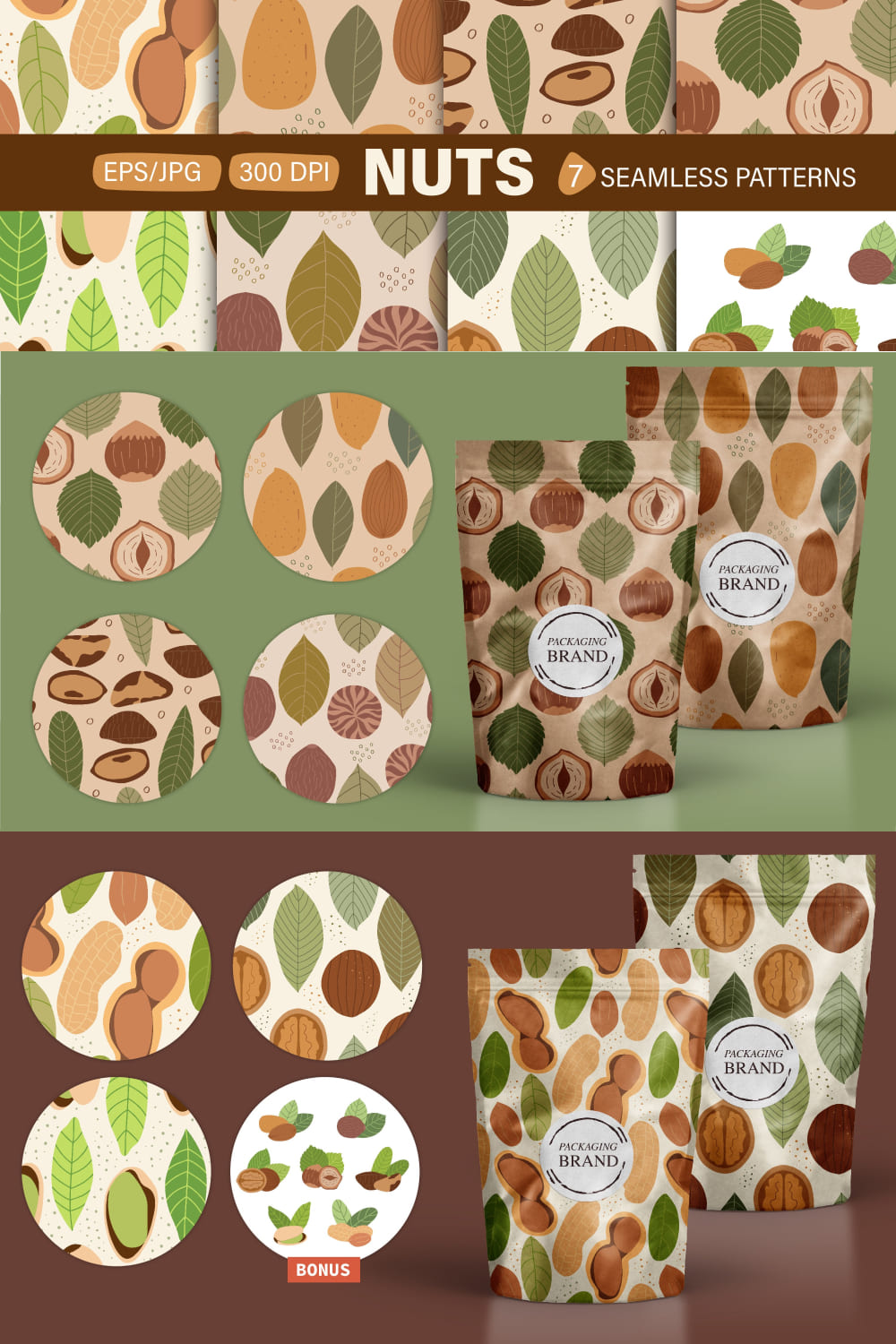 Vector Set Of Seamless Patterns With Nuts - Pinterest.