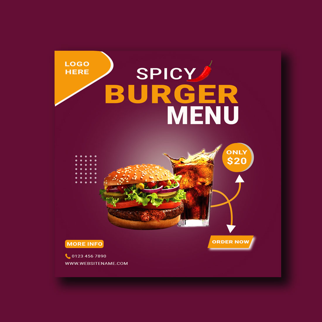 Spicy Food Social Media Post Template cover image.