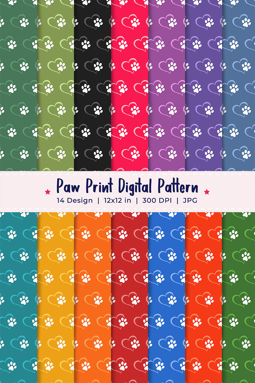 Paw Valentines Print Patterns Design pinterest image.