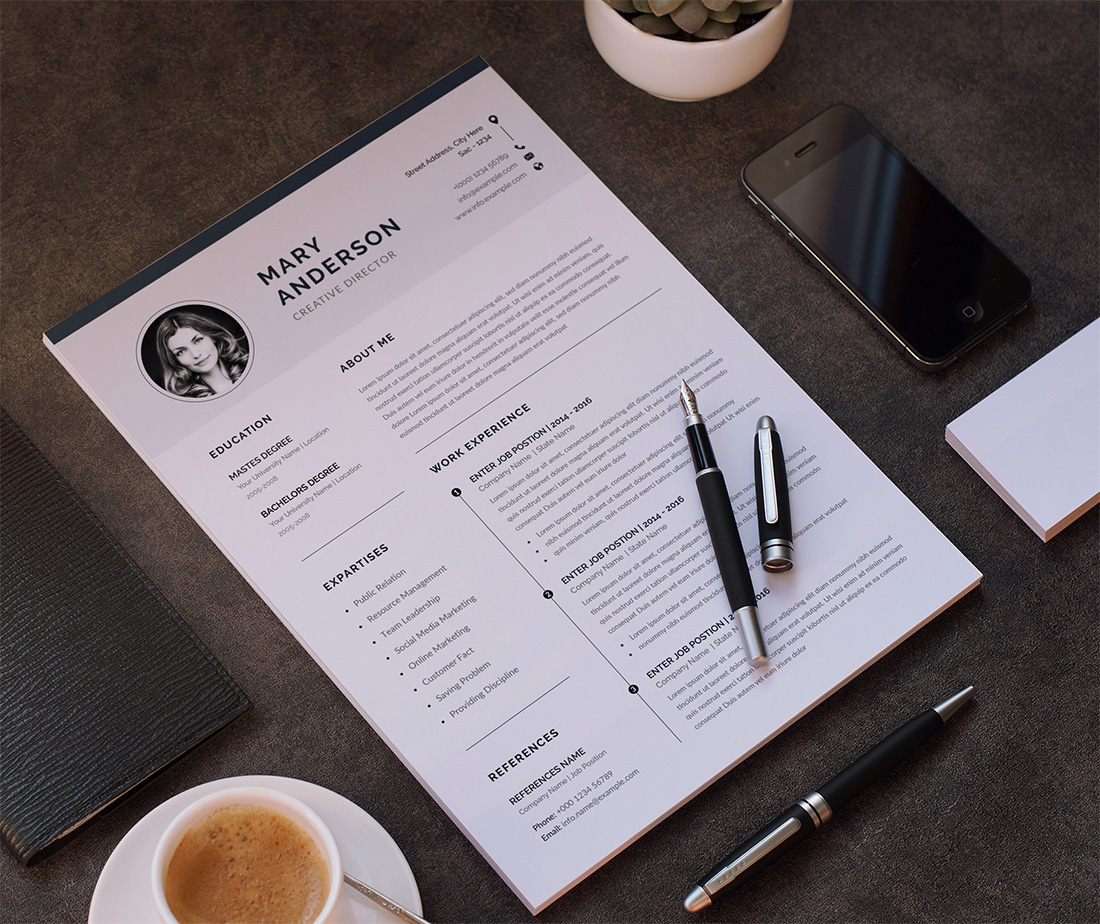 Stylish Resume CV Template preview image.