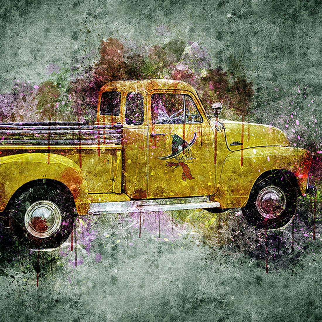 Bundle of 12 Old Trucks HQ Graphics with Grunge Style preview image.