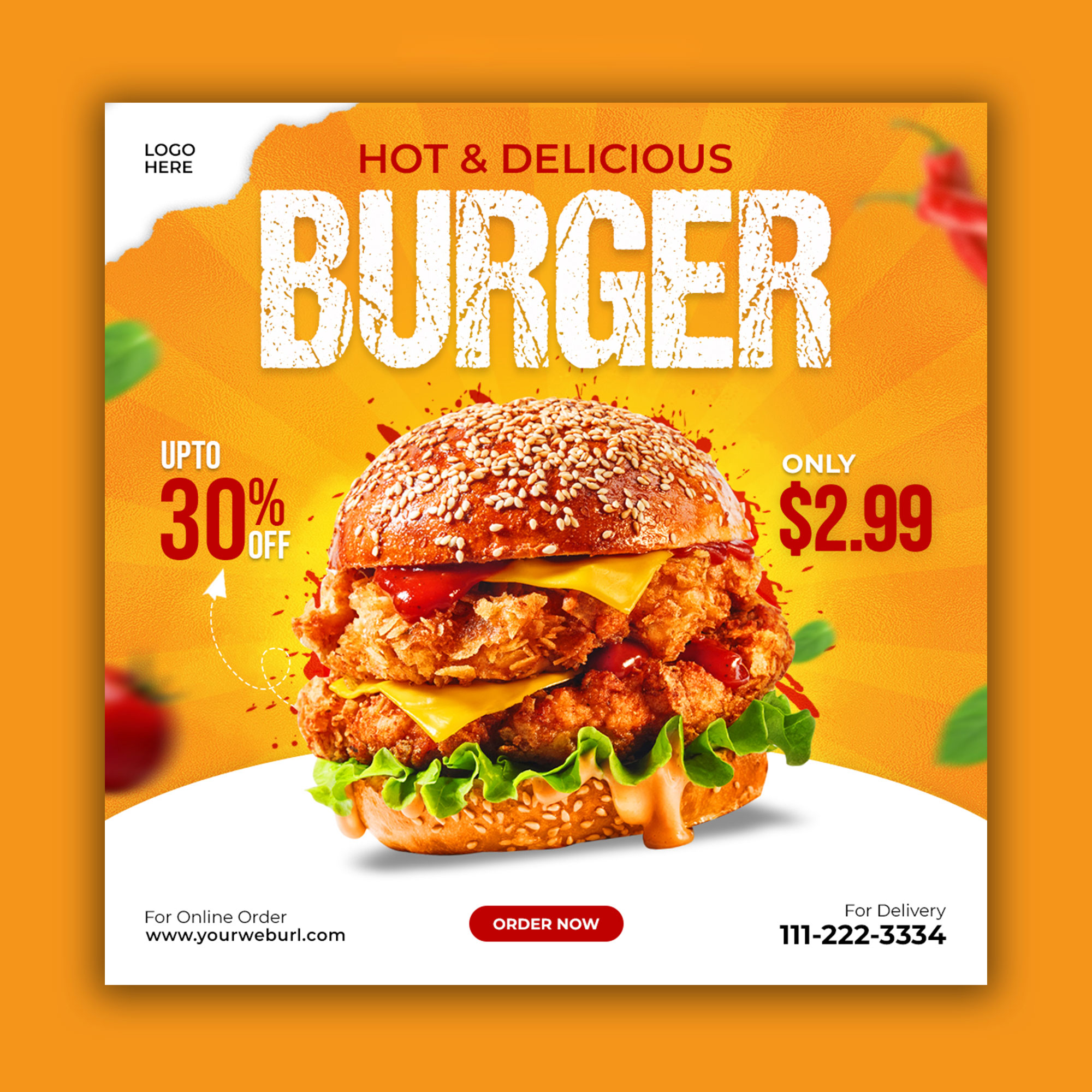 Special Burger Yellow Social Media Post Banner Template Bundle preview image.