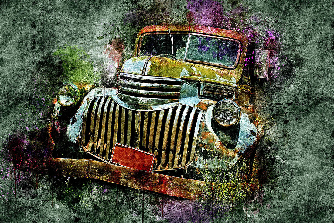 Bundle of 12 Old Trucks HQ Graphics with Grunge Style for wallpapers.