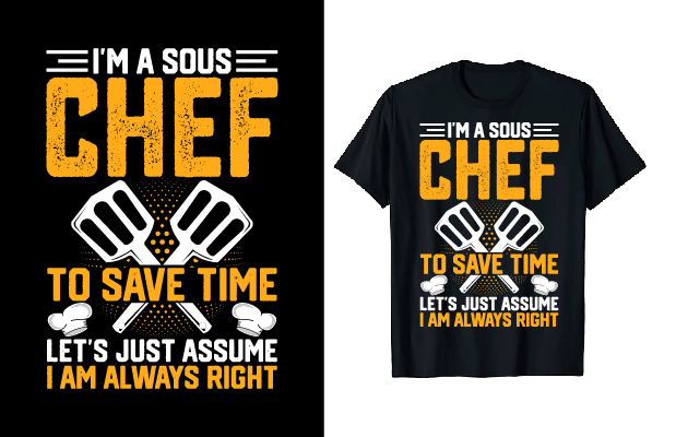 Picture of a black T-shirt with a wonderful print for a kitchen chef.