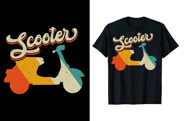 Vintage Scooter Motorbike T-shirt Design Bundle preview image.