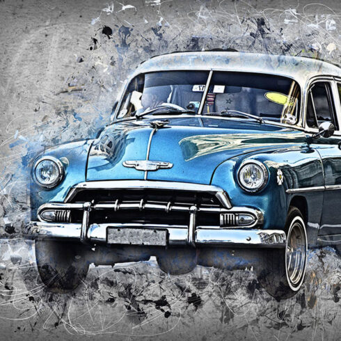 12 Vintage Classic Cars HQ Graphics with Grunge Style preview.