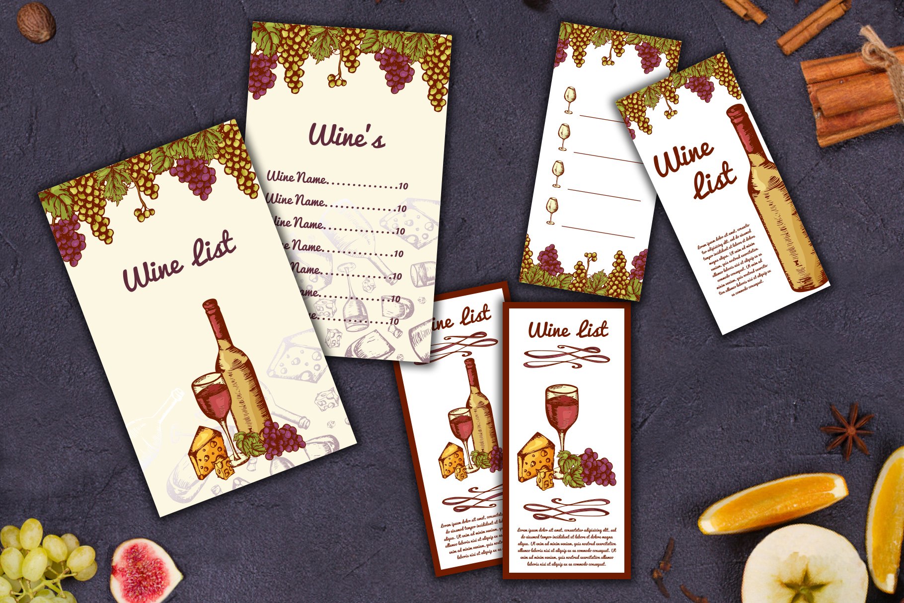 Wine menus in a vintage.