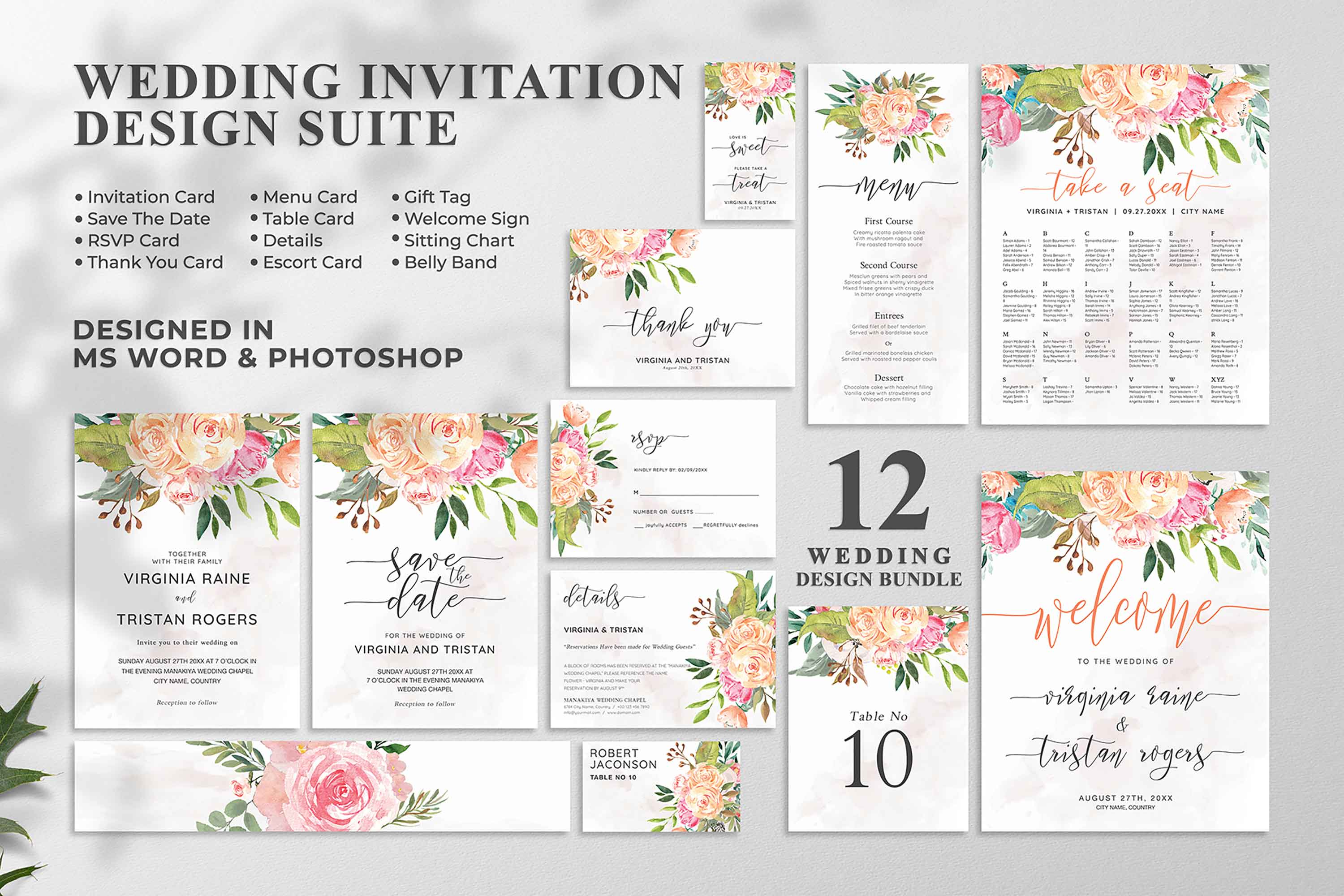 Delicate wedding template.