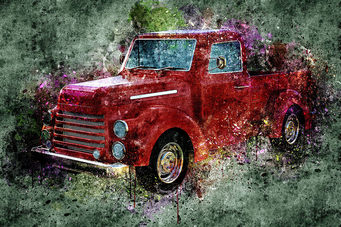 Bundle of 12 Old Trucks HQ Graphics with Grunge Style for cards design.
