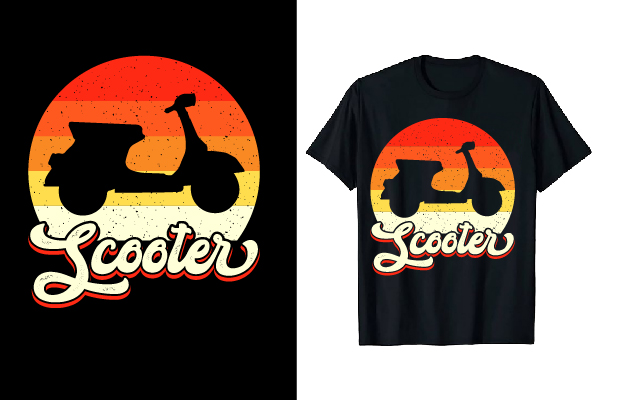 Scooter Motorbike Vintage T-shirt Design Bundle preview image.