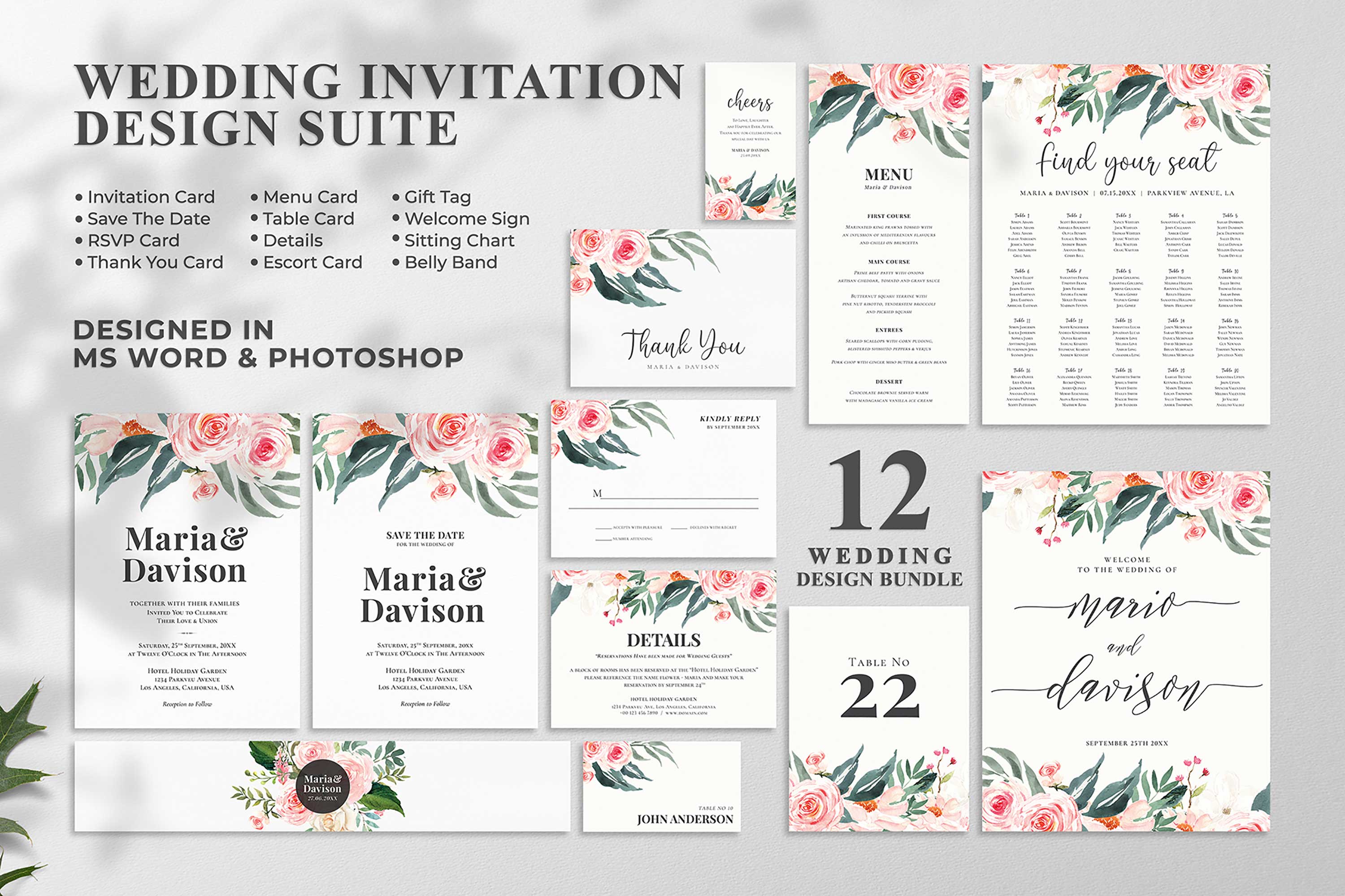 Perfect design for wedding invitation.