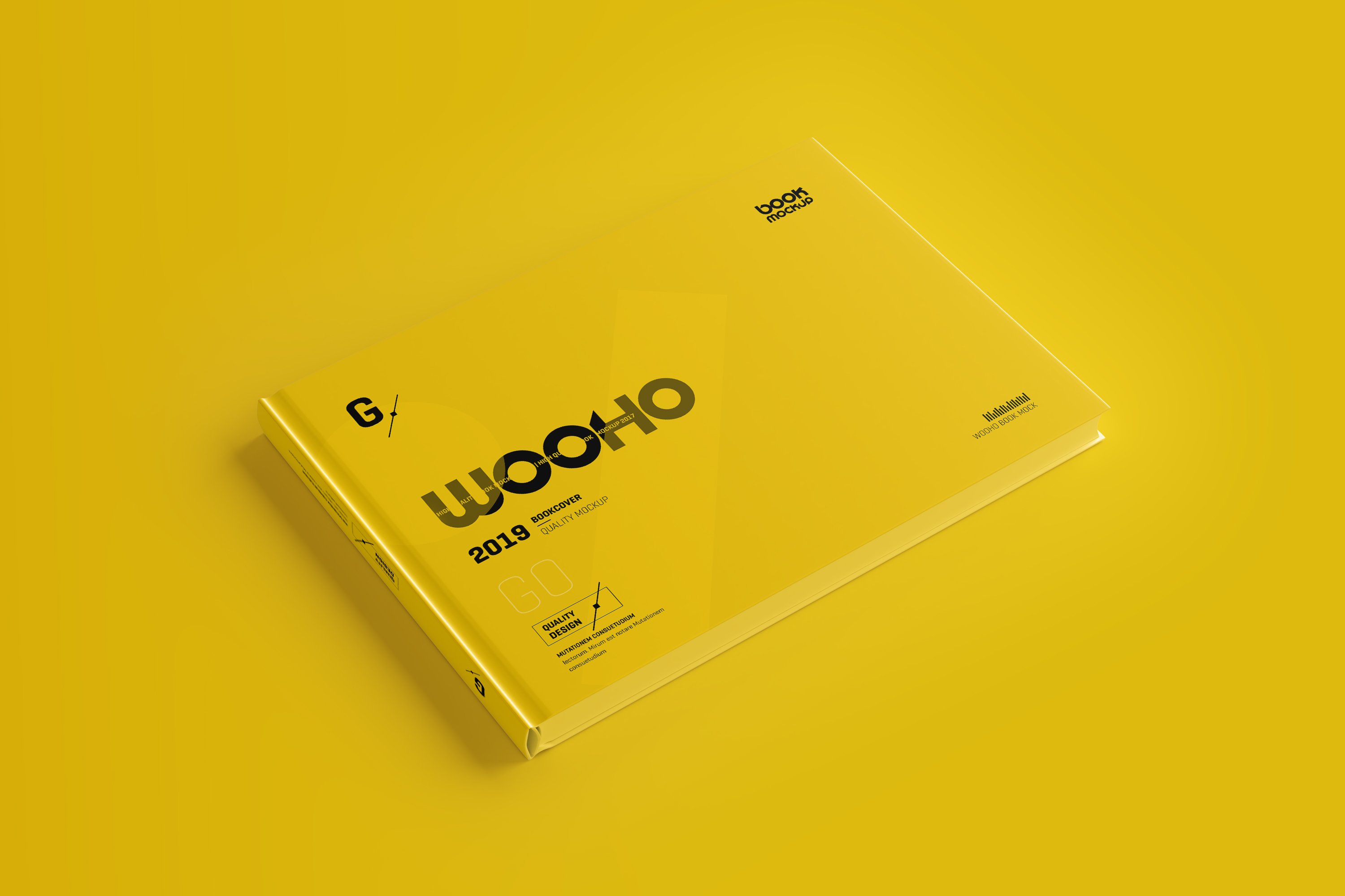 Monochrome yellow notebook with the black font.