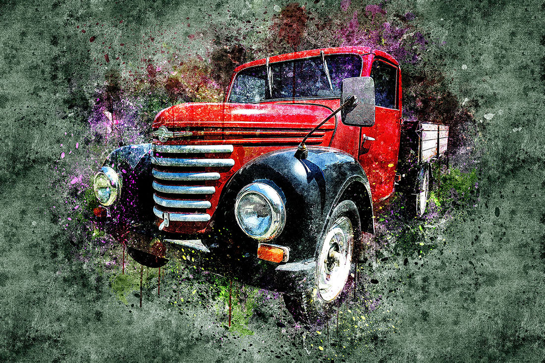 Bundle of 12 Old Trucks HQ Graphics with Grunge Style for any kind of printing.