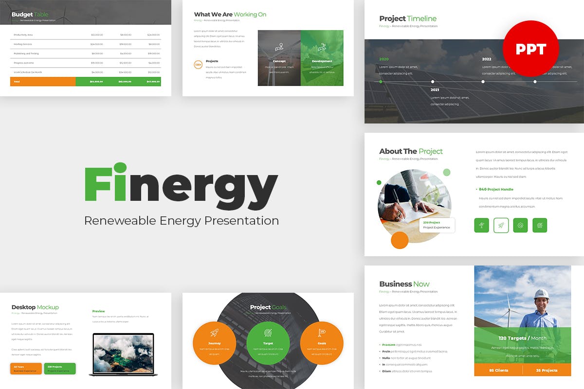 Cover image of Finergy Renewable Energy Presentation Template.
