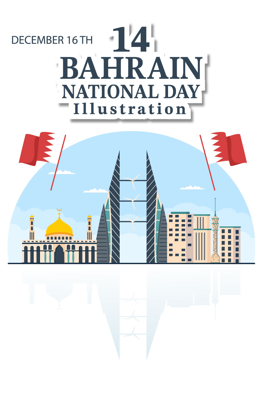 14 Bahrain National Day Illustration pinterest image.