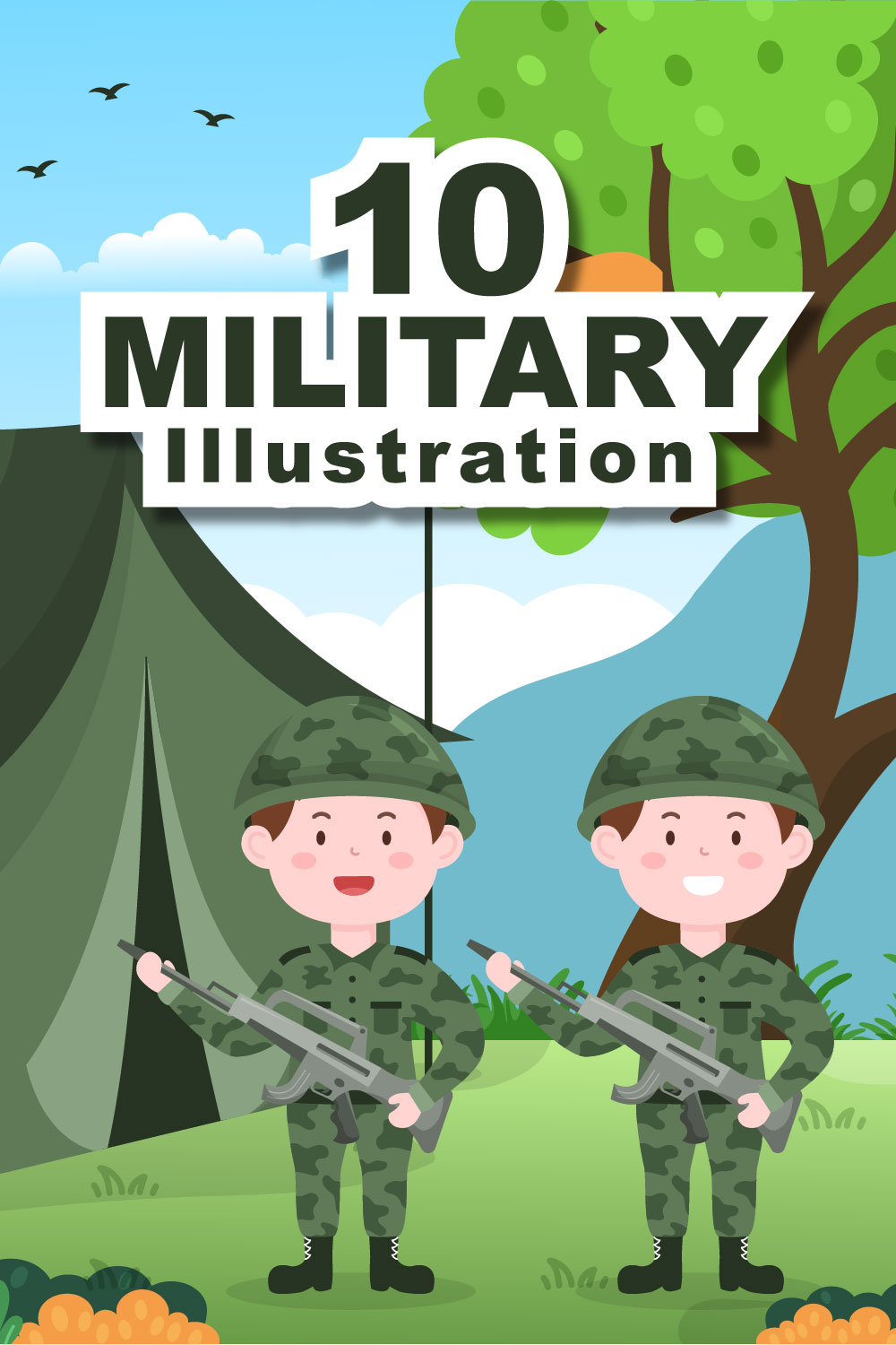 10 Military Army Force Illustration pinterest image.