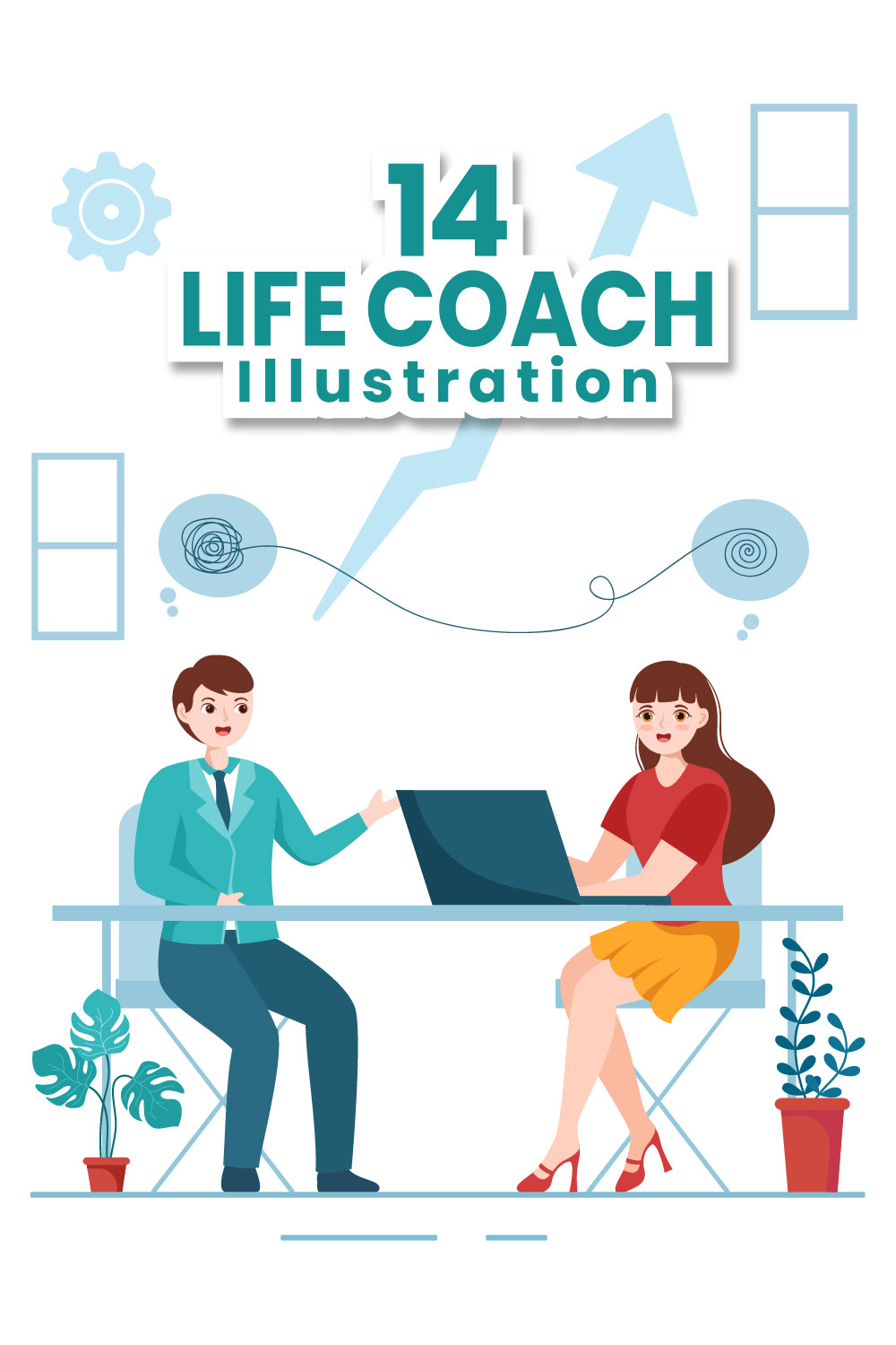 Life Coach Design Illustration pinterest image.