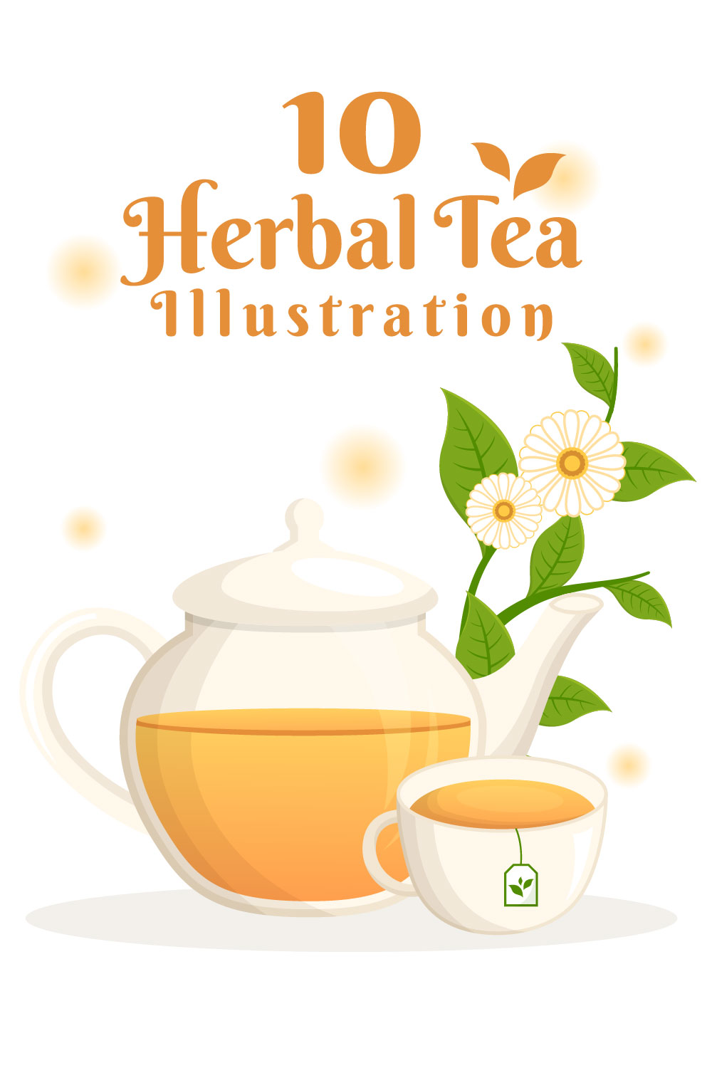 10 Herbal Tea Chamomile Leaves Illustration pinterest image.