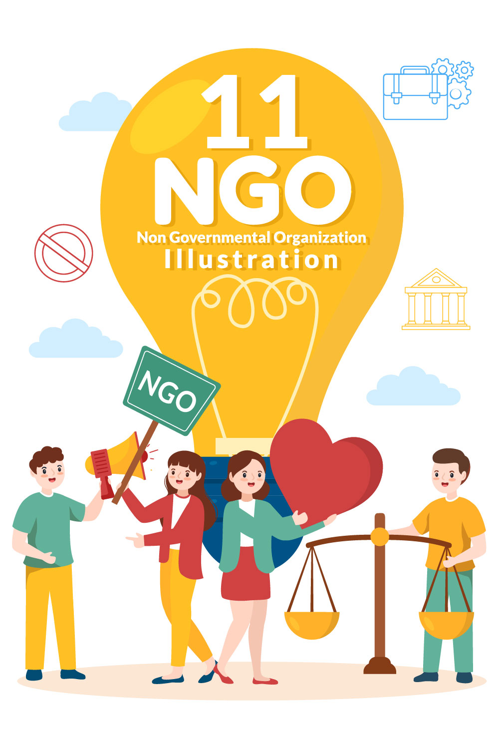 11 NGO or Non-Governmental Organization Illustration pinterest image.