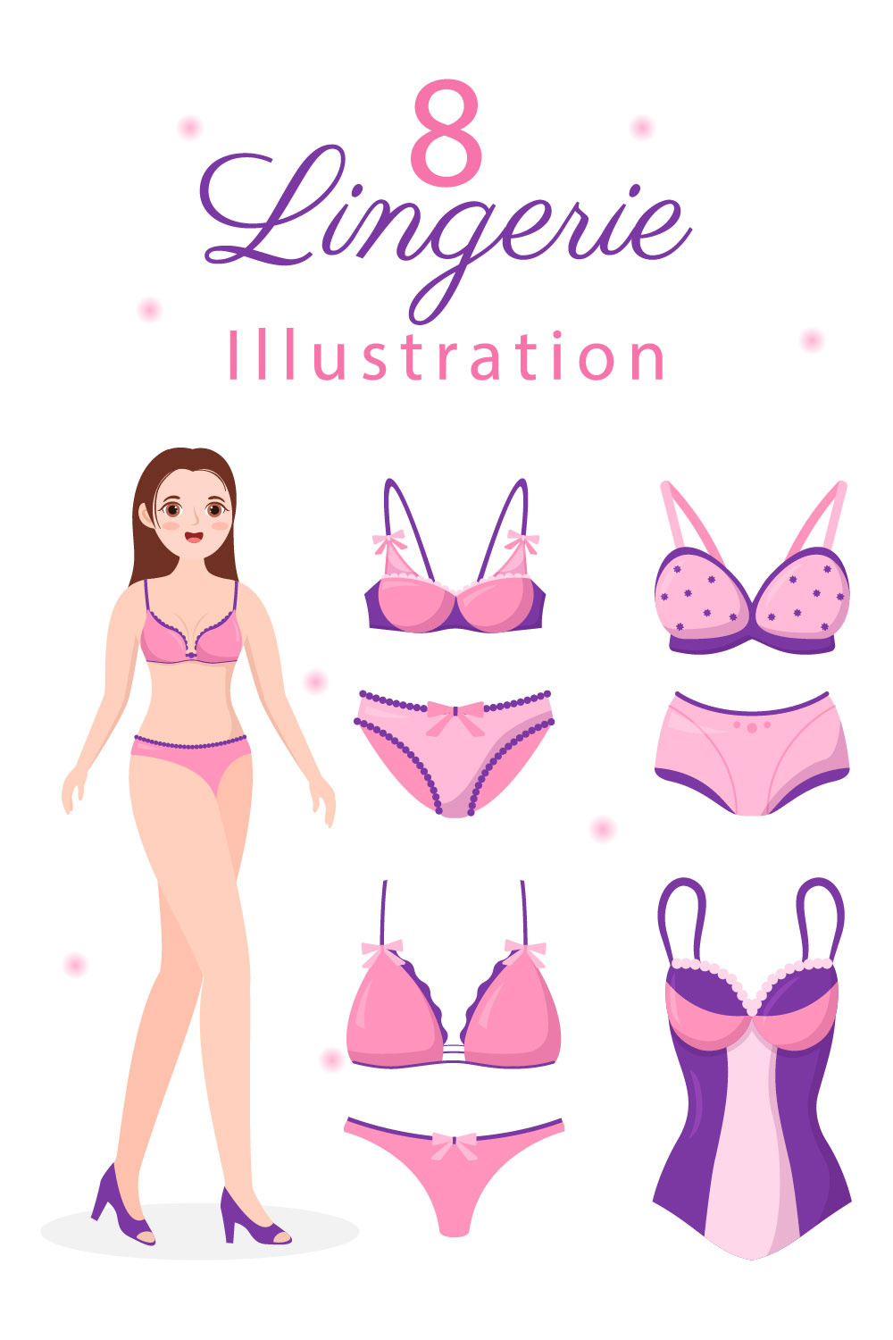 Beautiful cartoon image of a girl in a stylish lingerie.