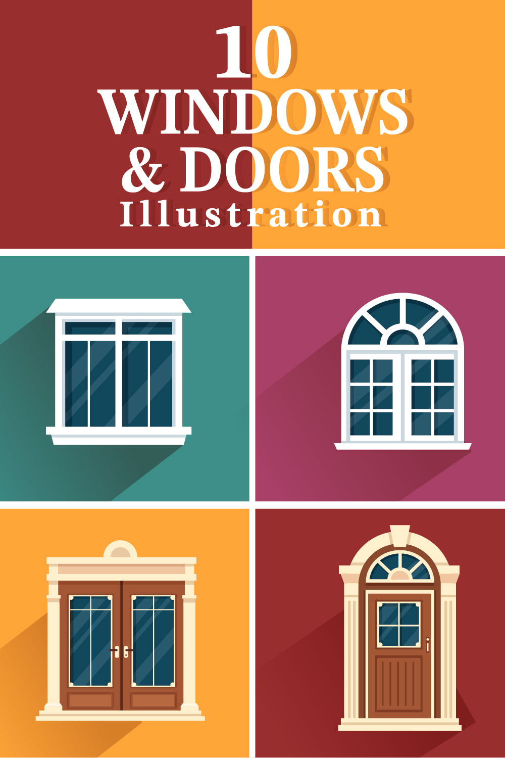 Doors and Windows Design Illustration pinterest image.