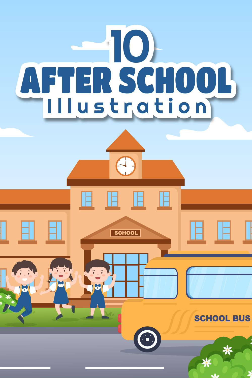 10 Students After School Illustration Pinterest Collage image.