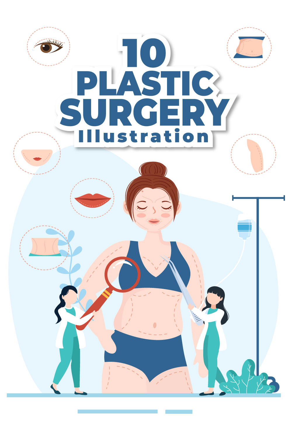 Plastic Surgery Flat Illustration pinterest image.