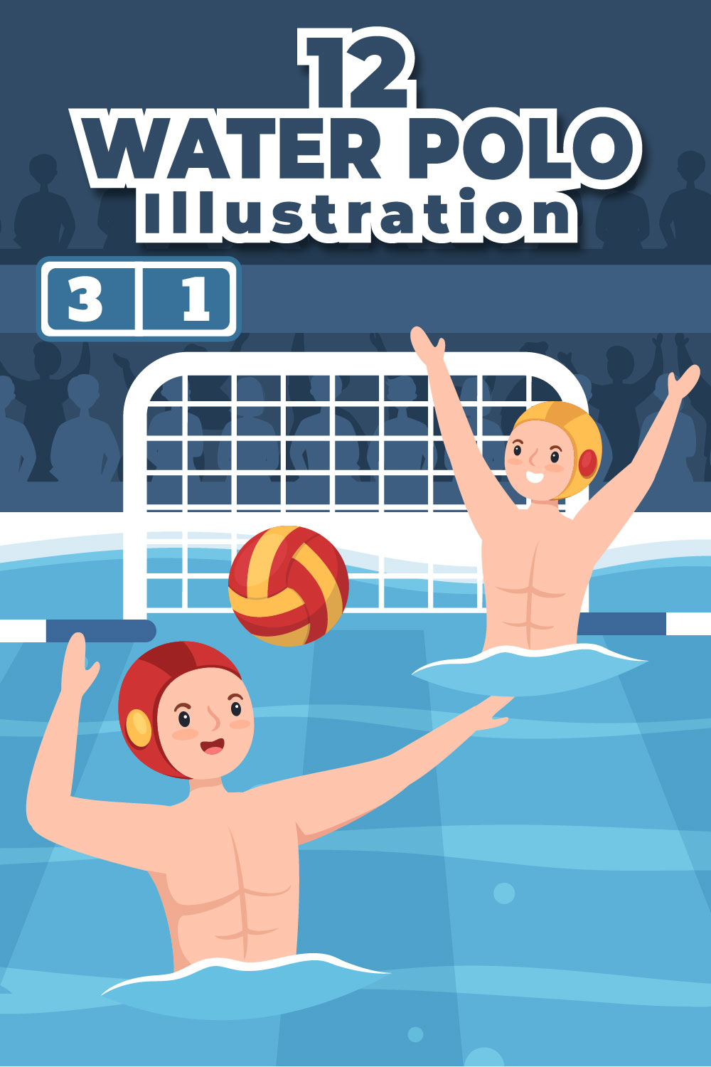 Water Polo Sport Player Design Illustration pinterest image.