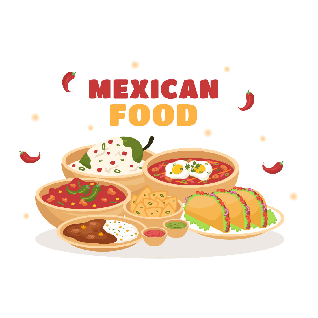 Adorable cartoon image with mexican food.