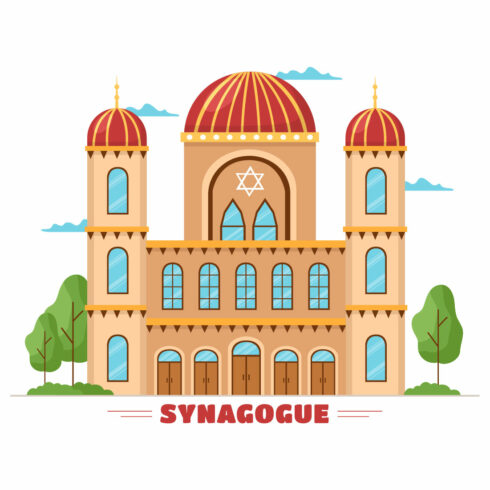 Synagogue Building or Jewish Temple Illustration cover image.