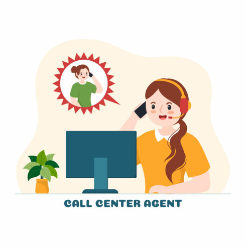 Call Center Agent Illustration cover image.