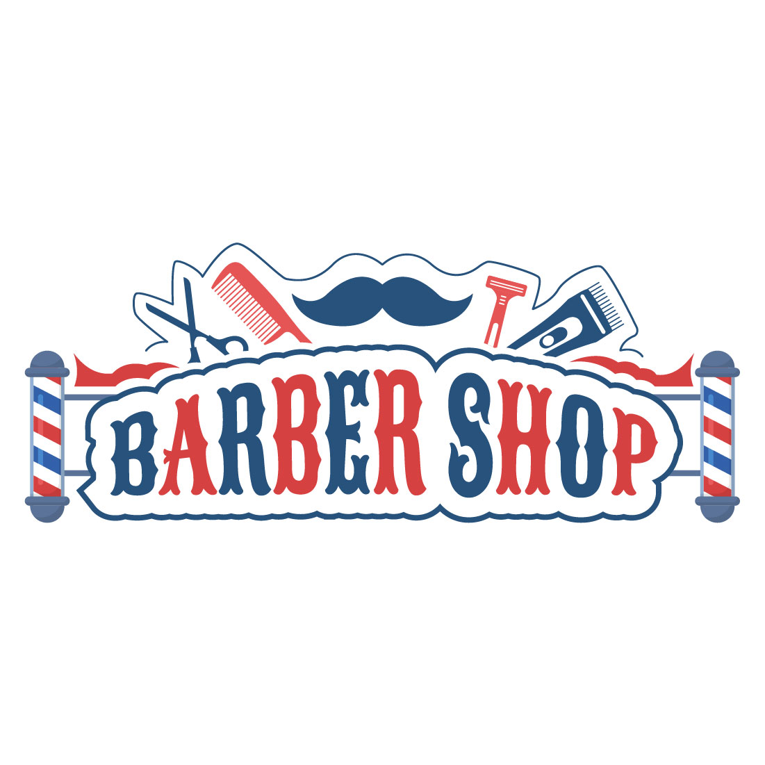 Gorgeous cartoon image of a barbershop logo.