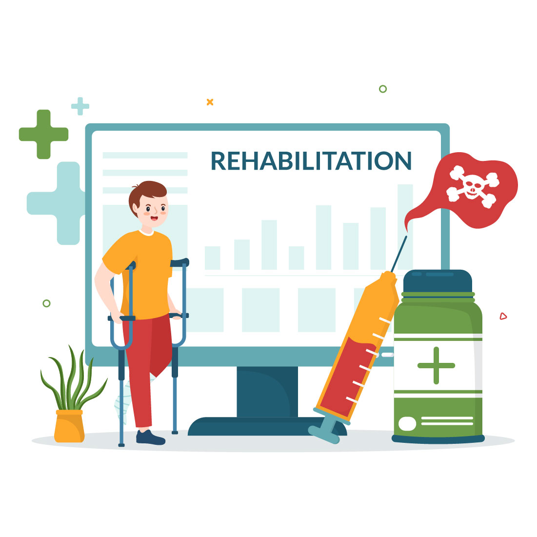 Rehabilitation Cartoon Design Illustration cover image.