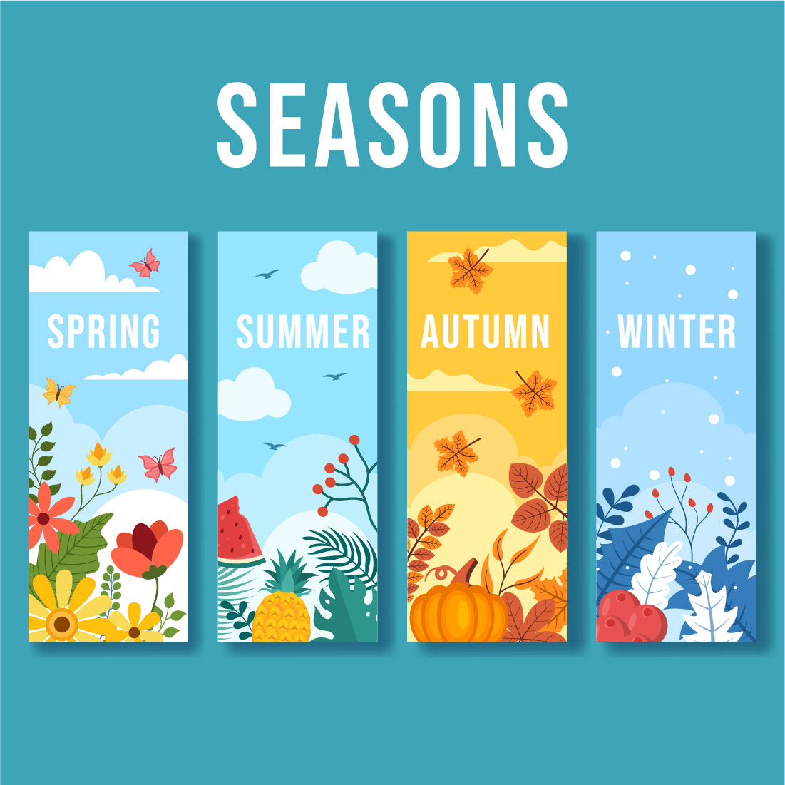 Four Seasons of Nature Illustration cover image.