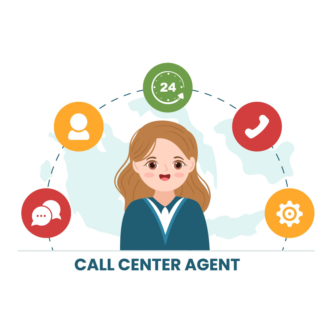 Call Center Agent Design Illustration cover image.