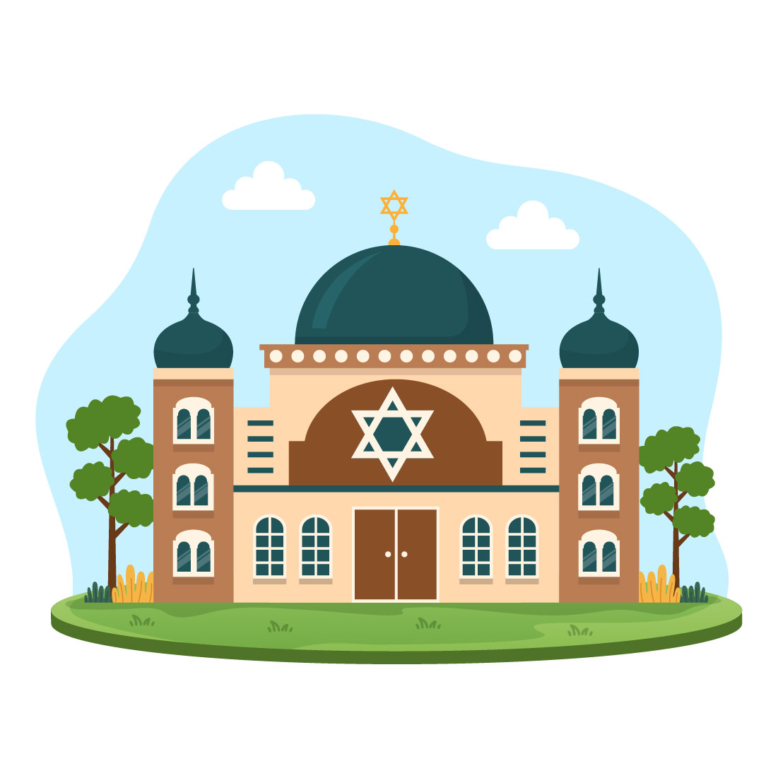 Synagogue Building or Jewish Temple Design Illustration cover image.