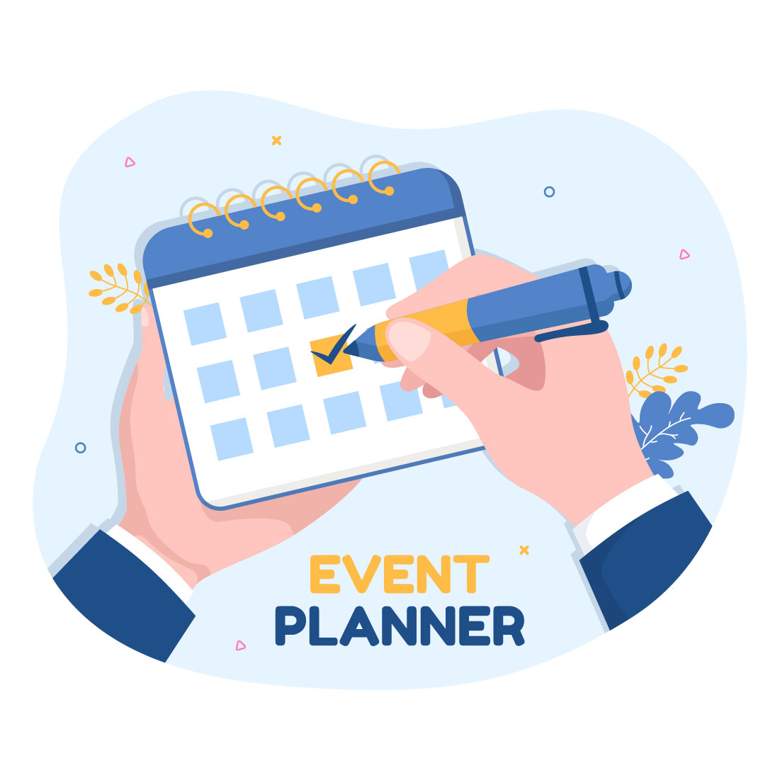 Event Planner Design Flat Illustration cover image.
