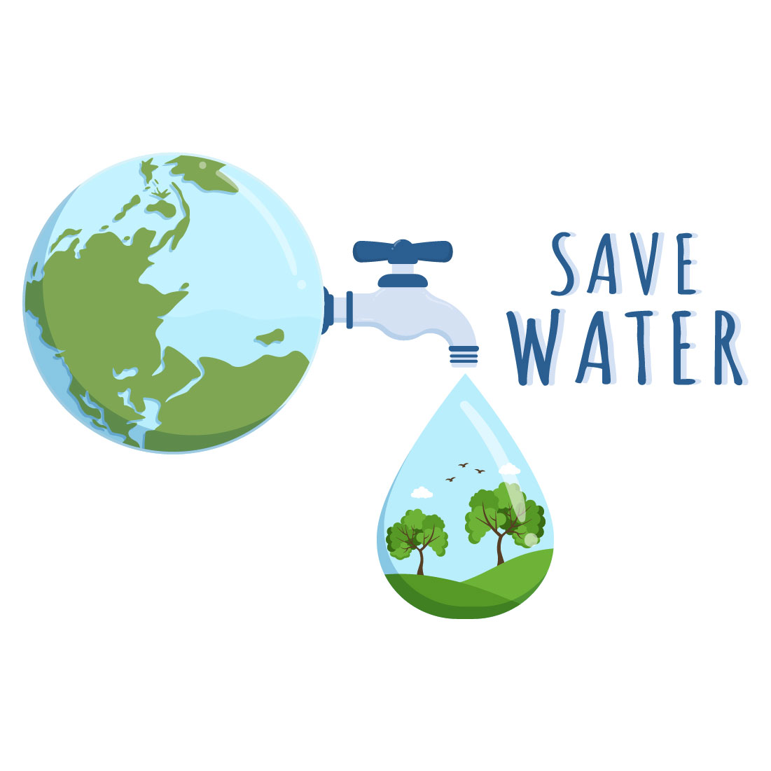 12 Water Saving Illustration preview image.