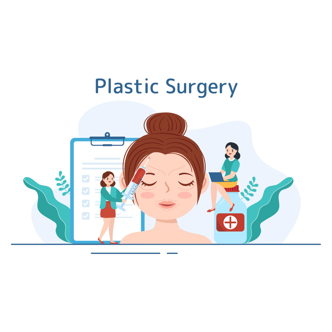 Medical Plastic Surgery Flat Illustration cover image.