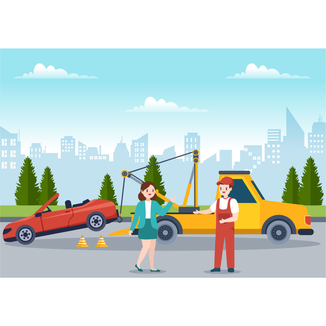 Auto Towing Car Illustration Design cover image.