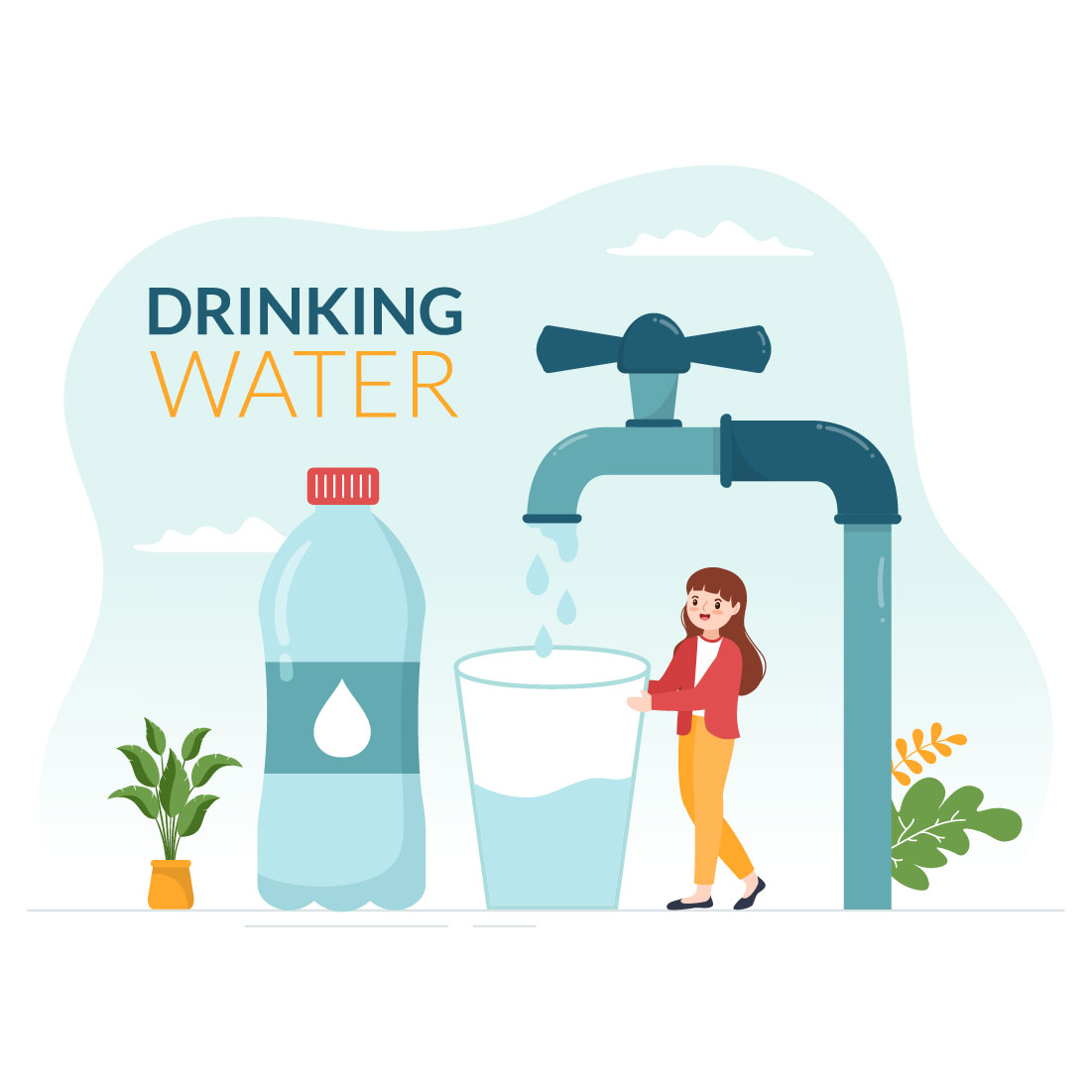 People Drinking Water Design Illustration cover image.