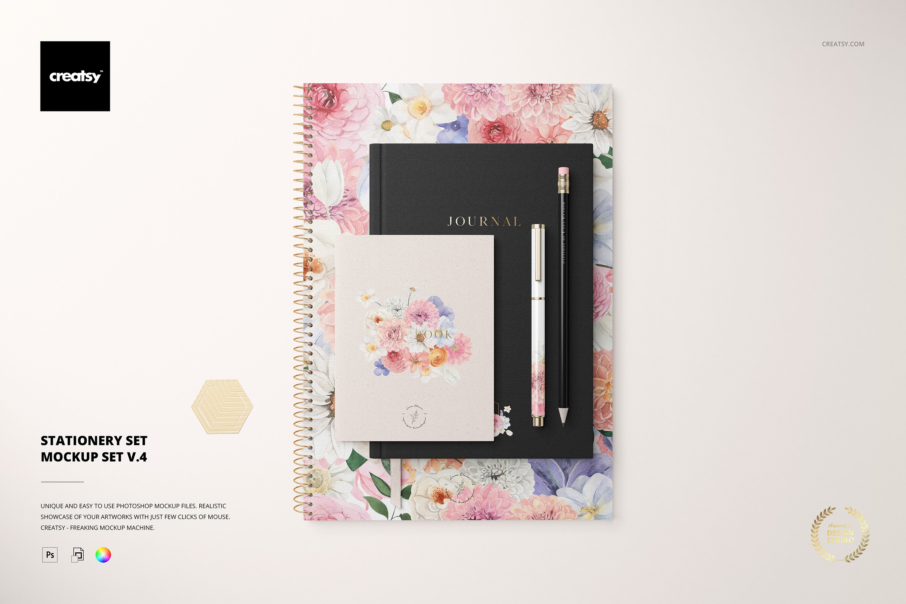 Colorful and flowers blossom notebooks.