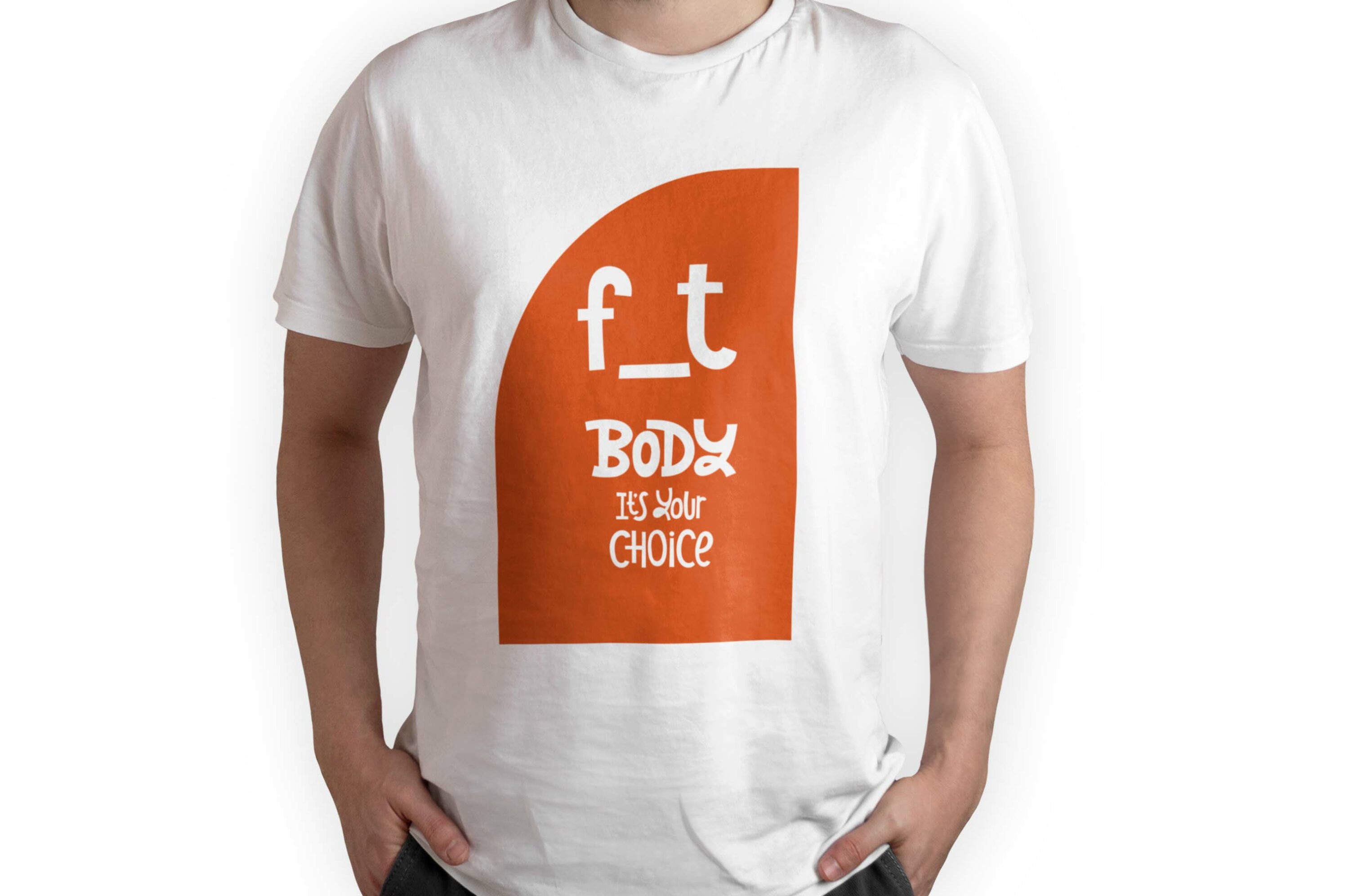 Bundle of 156 T-shirt Designs with Fitness Quotes, f_t body it's your choice in orange shape.