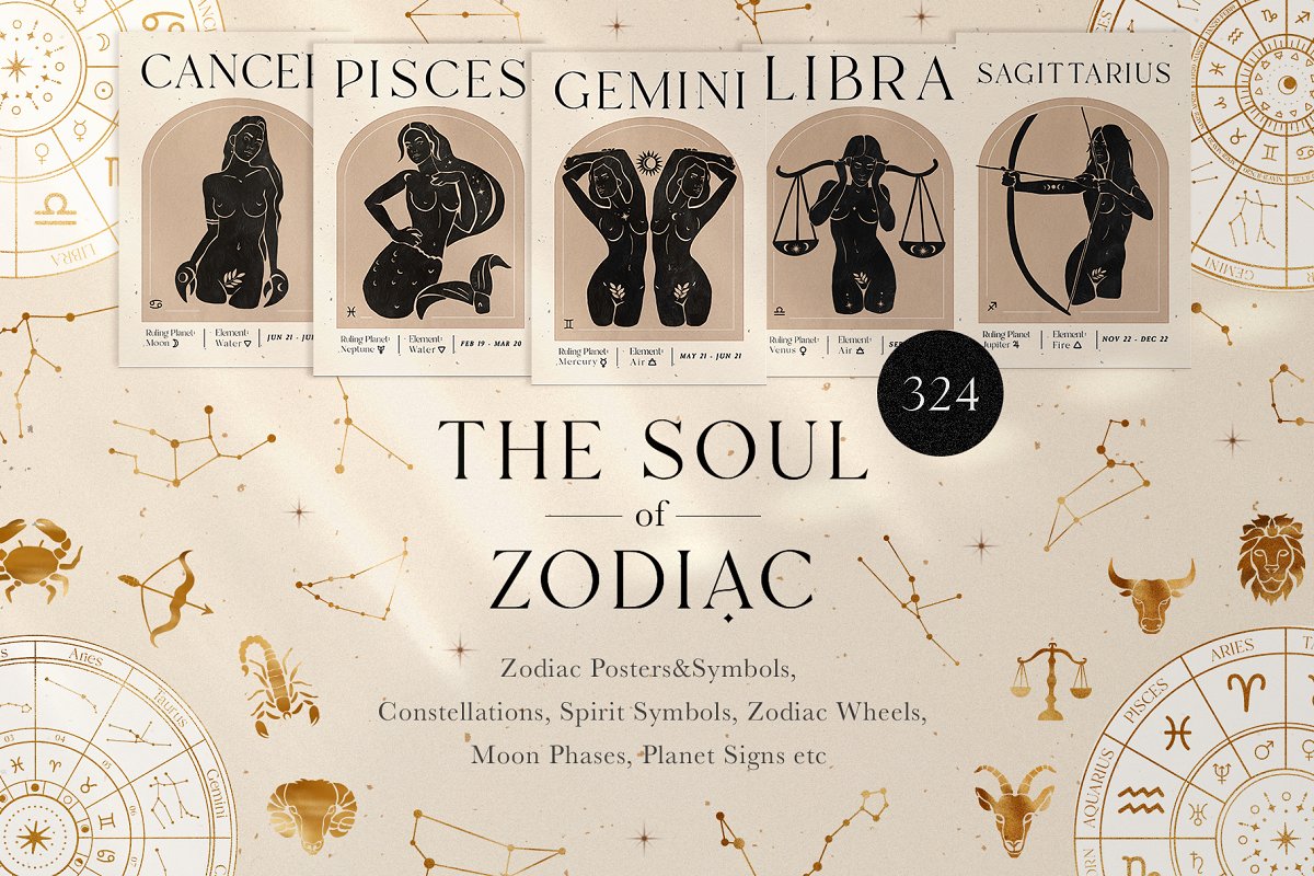 Cover image of Zodiac Signs Constellation Art.
