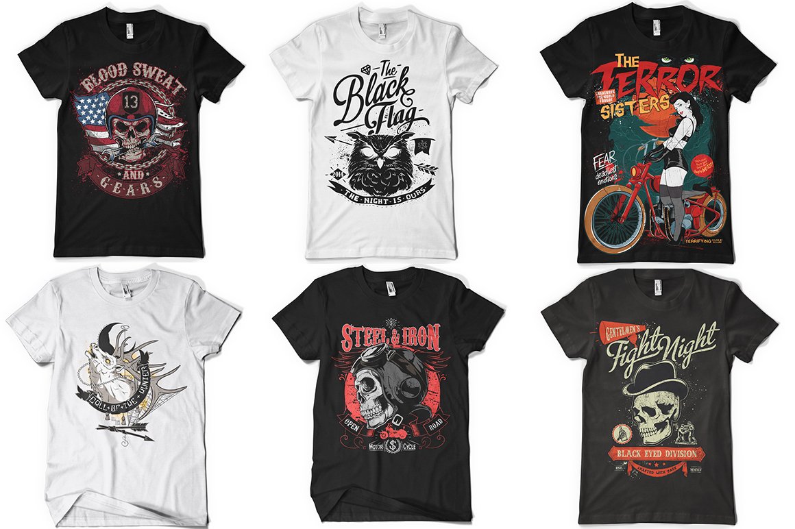 Cool rock and roll t-shirts collection.