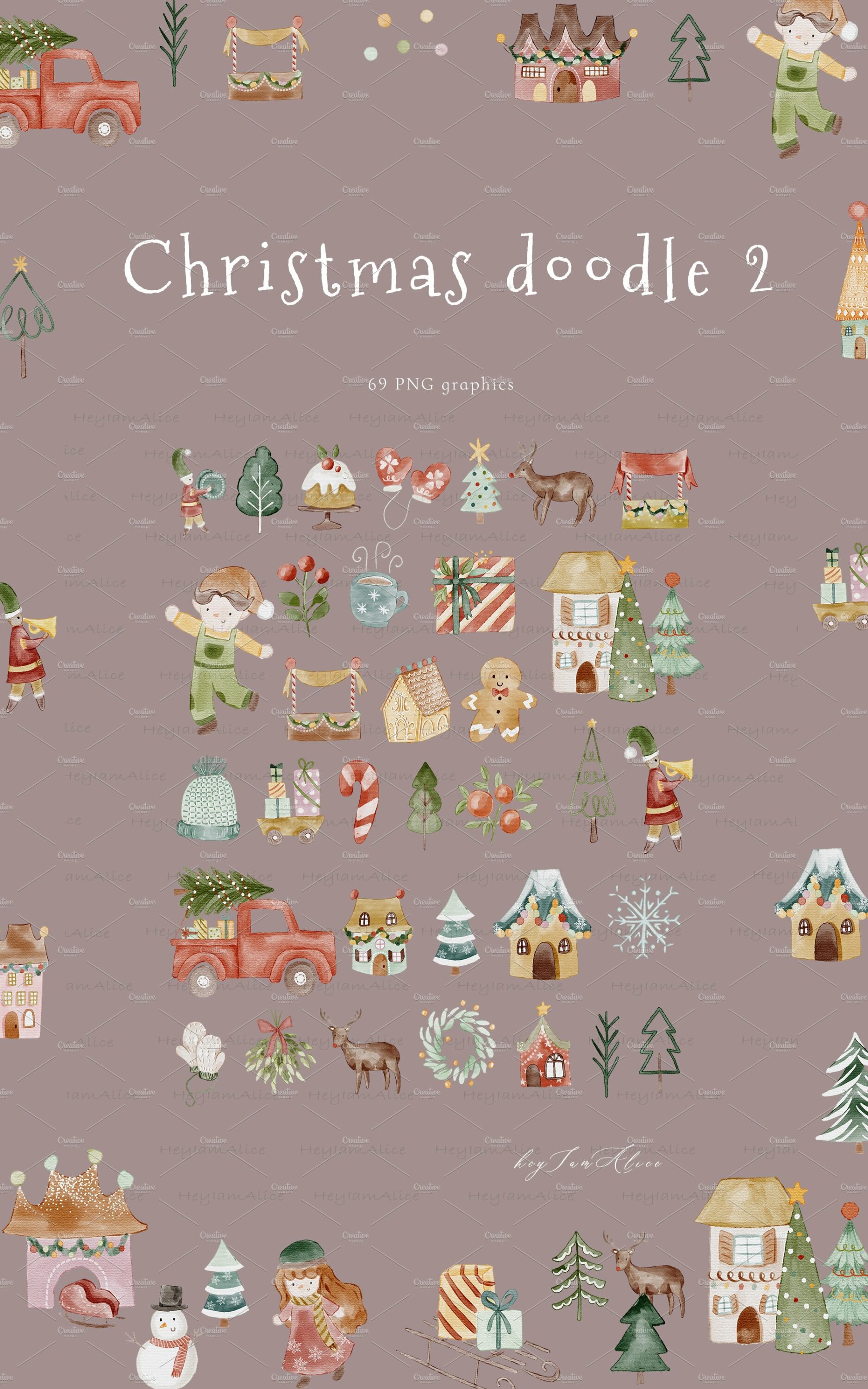 Cute pastel Christmas items for the festive mood.