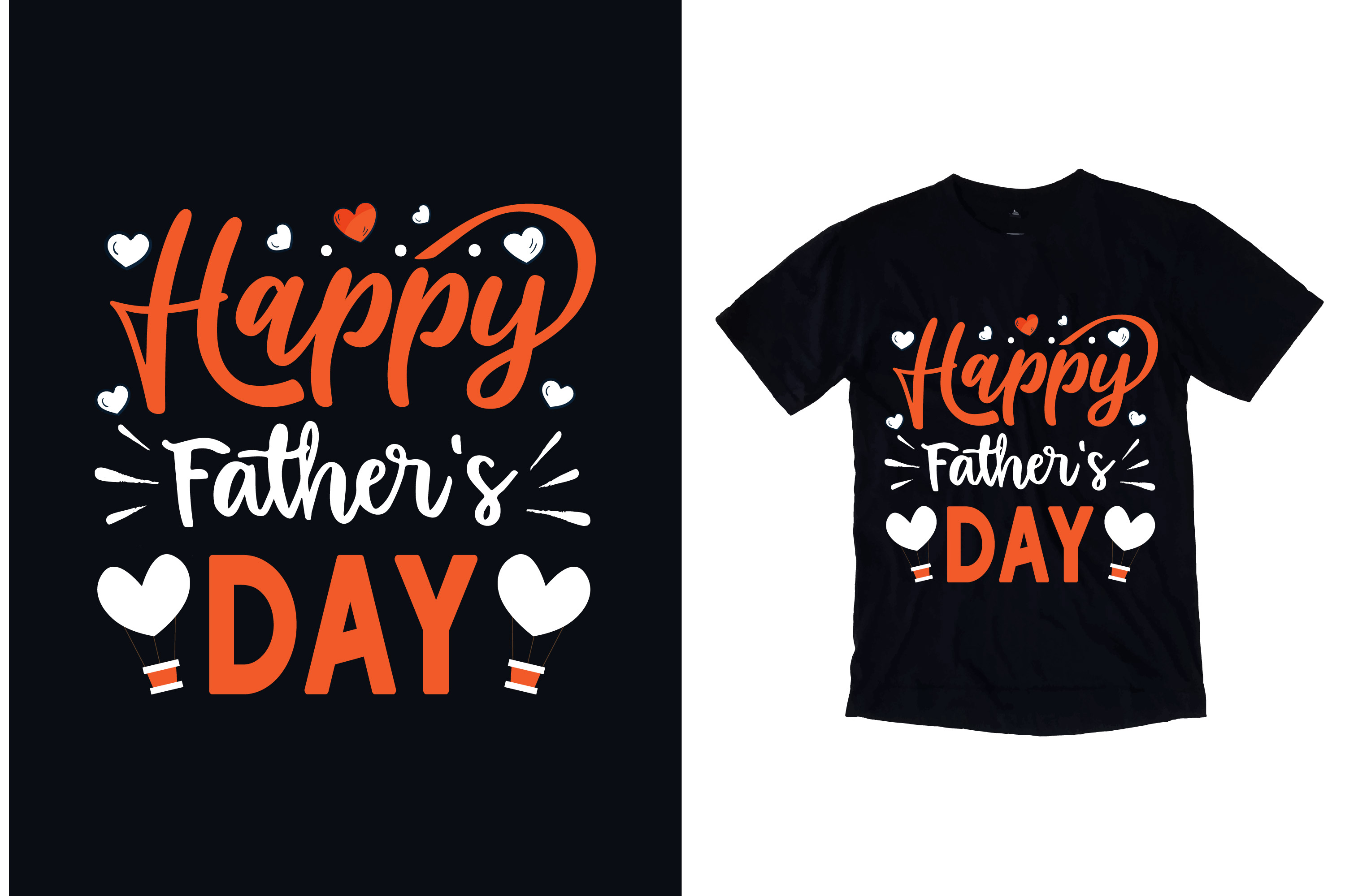 Image of a black t-shirt with a gorgeous print on the theme of love for your father.