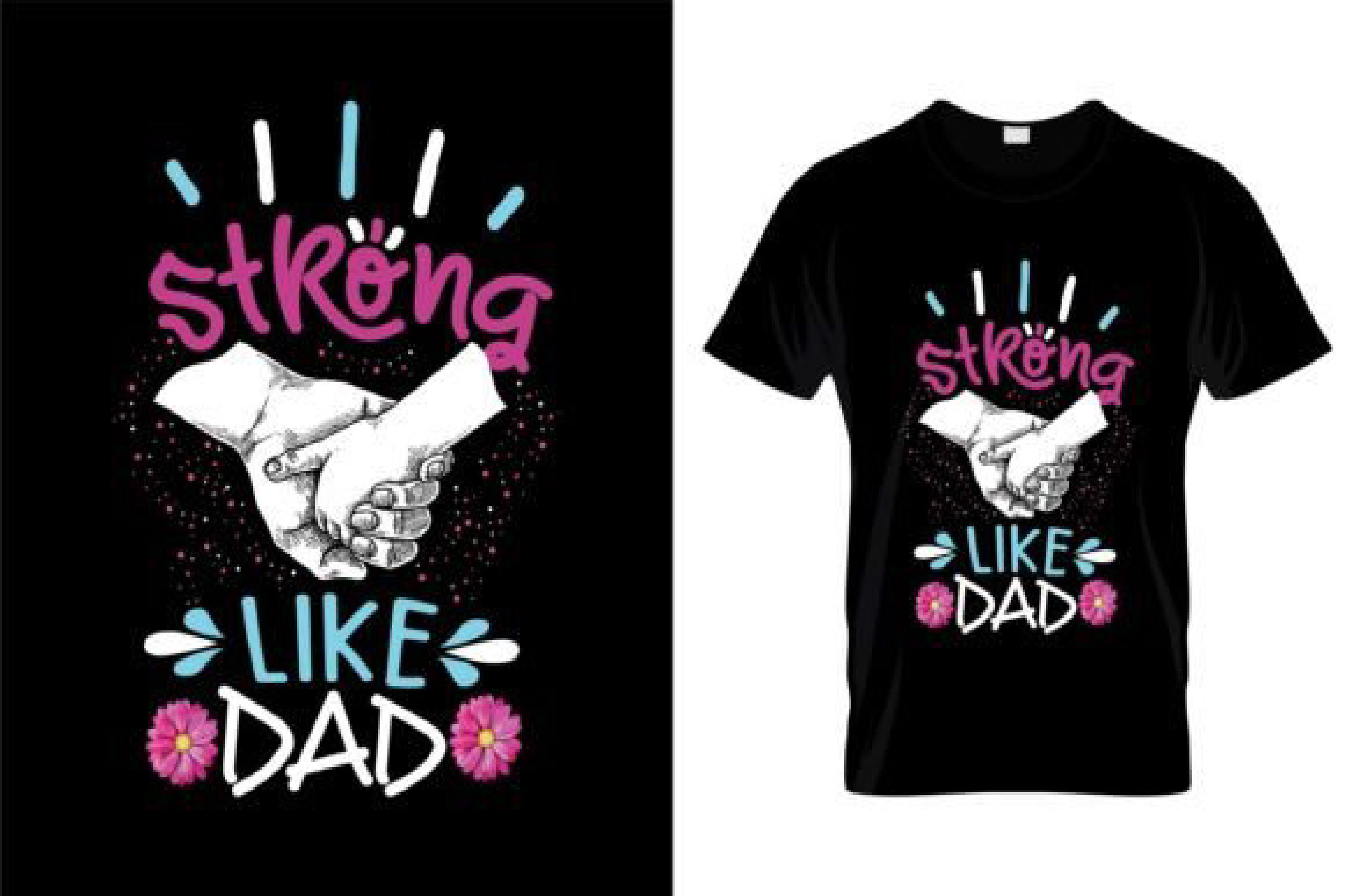 Image of a black t-shirt with a great print on the theme of fatherhood.